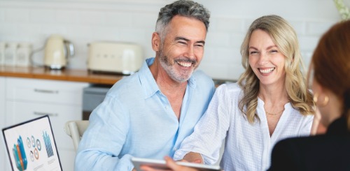 Older couple discussing retirement