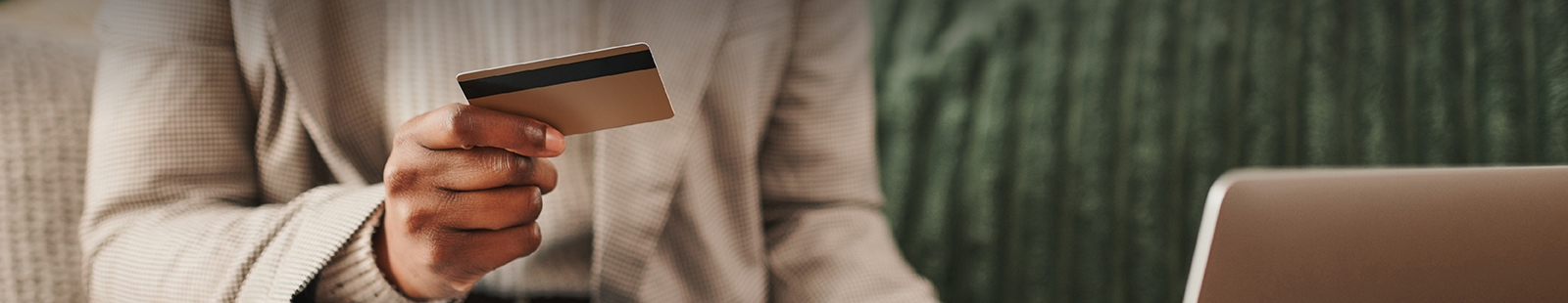 Woman holding credit card